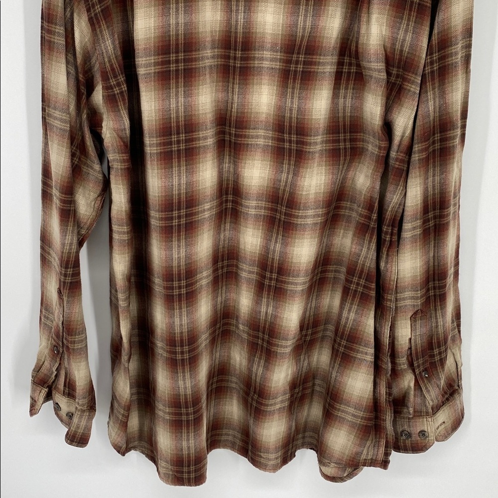Columbia Men's Flannel Plaid Shirt in Brown and Tan XL - Picture 7 of 9